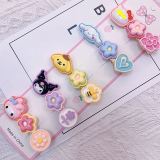 MEOWU Kẹp Tóc Mái Sanrio Mùa Hè Bông Hoa Phong Cách Hàn Quốc Melody Kitty Hồng