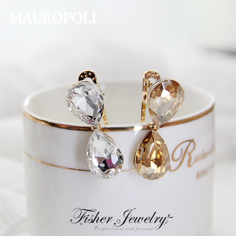 Mauropoli [Sẵn Sàng] Giọt Mưa Pha Lê Hợp Kim Nhỏ Kẹp Tóc Nữ Bên Nổ Sang Trọng Kẹp Tóc Đơn Giản Nổ Đầu Kẹp