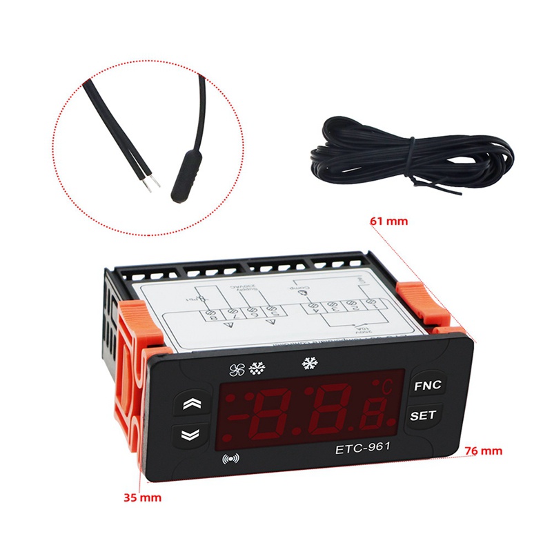 Etc-961 Bộ Điều Khiển Nhiệt Độ Nhiệt Độ Điều Khiển Độ Ẩm Nhiệt Kế Máy Đo Độ Ẩm Báo Động Lạnh 220V Cảm Biến NTC
