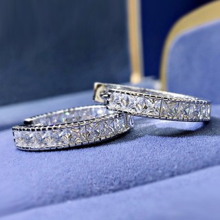 Bông Tai Mạ Bạc 925 Đính Đá Zircon Đơn Giản Thời Trang Cho Nữ
