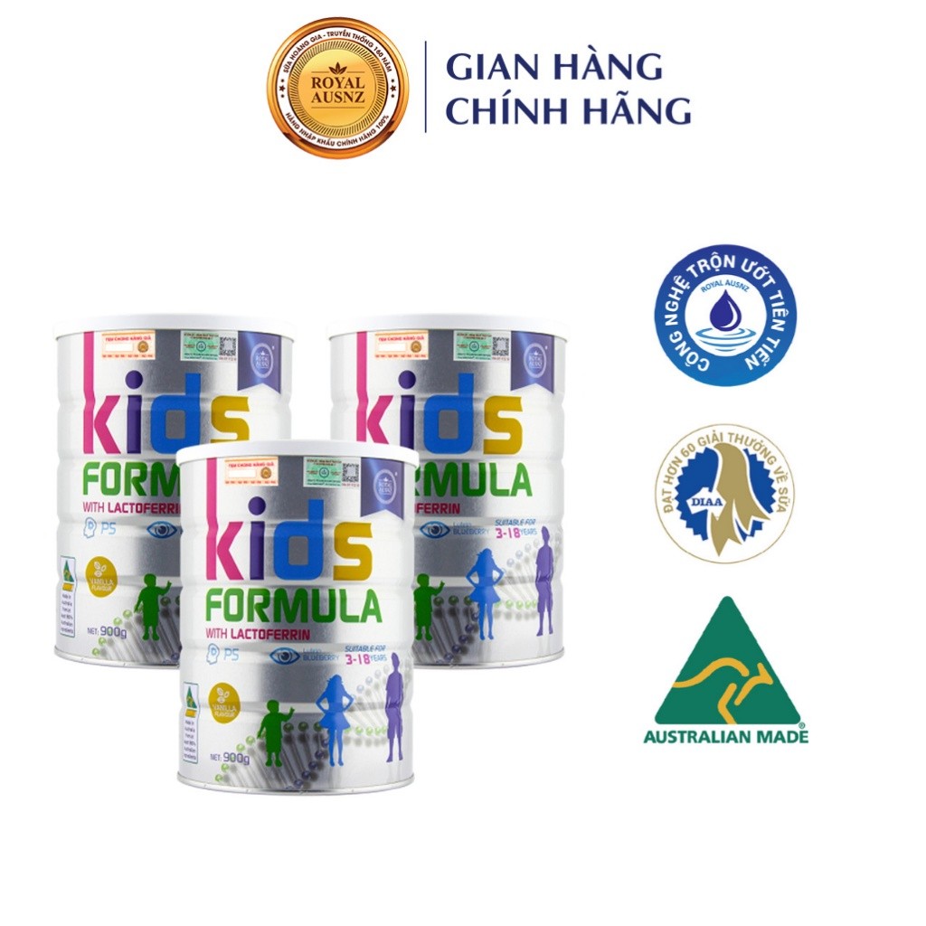 Ảnh Combo 3 Hộp Sữa Hoàng Gia Úc ROYAL AUSNZ Kids Formula Cho Trẻ 3 - 18 Tuổi (Hộp 900g) 1