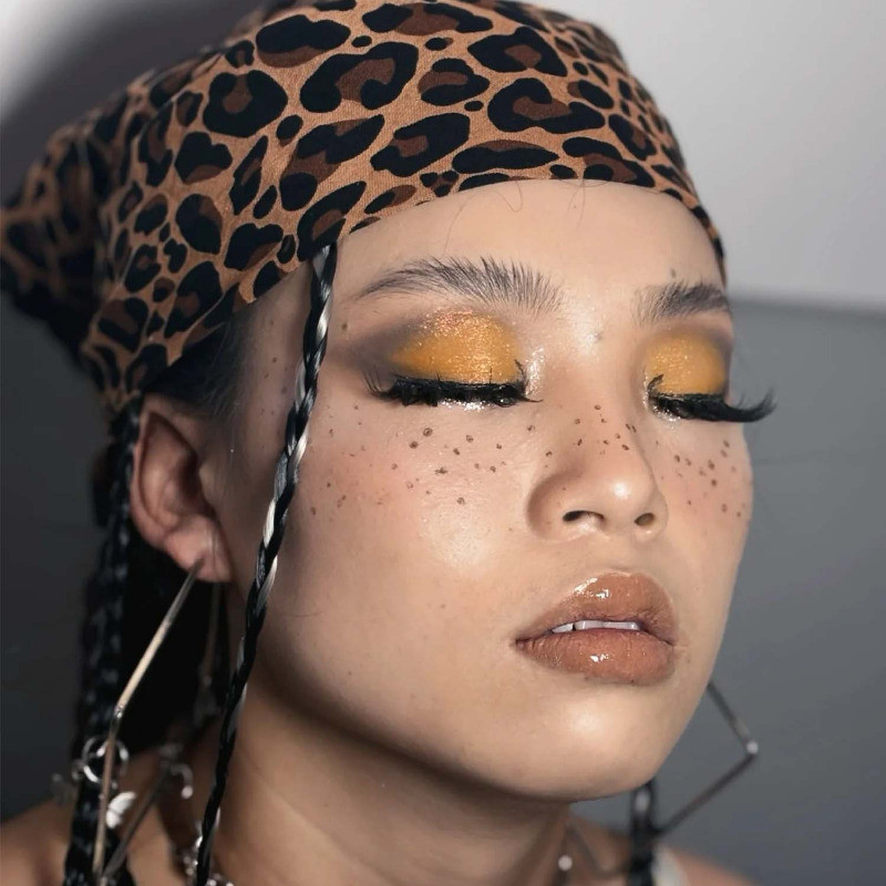 Khăn in họa tiết da báo đường phố cổ điển - Phong cách Mỹ, Y2k, Spice Girl - Khăn lụa mềm chấm bi - Đa năng để buộc tóc, dây thắt lưng, ruy băng - Phụ kiện thời trang nữ