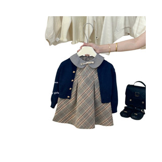 Bộ Đồ Bé Gái Phong Cách Mới Thời Trang Cho Bé Tất Cả Trận Đấu Áo Len Dệt Kim Cardigan Sang Trọng Áo Vest Váy Xuân Thu Hai Mảnh Phù Hợp Với