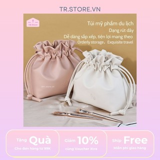 Túi Mỹ Phẩm Dạng Rút Rose Da PU Cao Cấp Du Lịch Leather Pouch