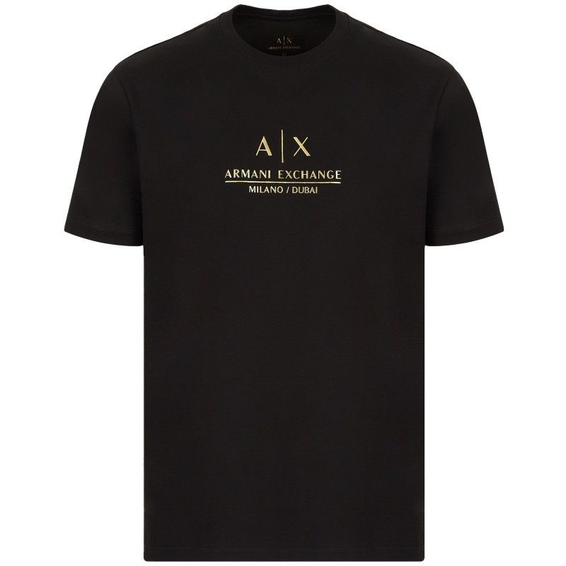 ARMANI Mùa Thu Nam Chữ Thời Trang LOGO Cotton Nguyên Chất Áo Thun Ngắn Tay