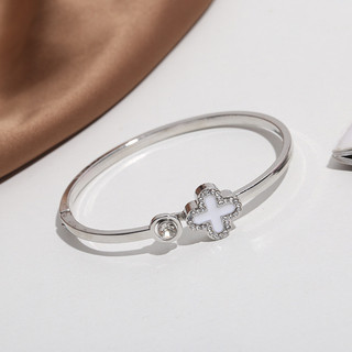 Vòng tay nữ cỏ 4 lá Không Gỉ Đơn Kim Cương Giả Vòng đeo Tay Nữ Hoa Hồng Vàng Bạc May Mắn Vòng Tay Mở Đa Năng Dành Cho Nữ