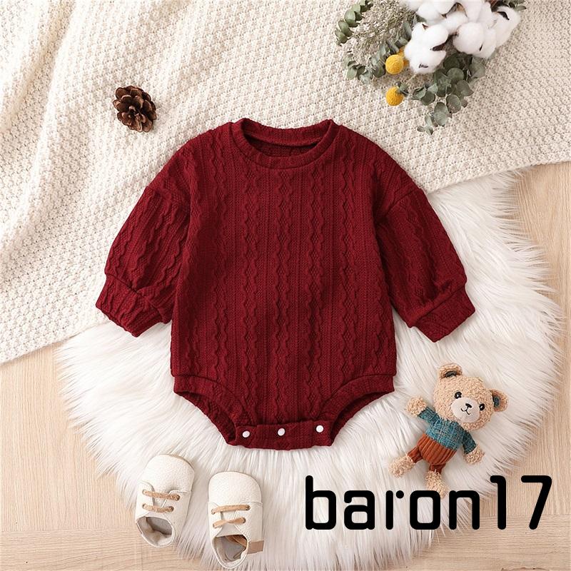 Bộ Áo Liền Quần Dài Tay Cổ Tròn Màu Sắc Đơn Giản Cho Bé