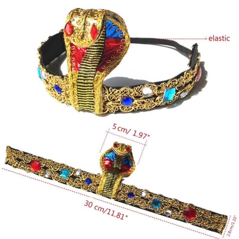 Dassbsug Unisex Co Giãn Ai Cập Băng Đô Cosplay Cleopatra Carnivals Rave Đảng Băng Đô Quấn Tóc