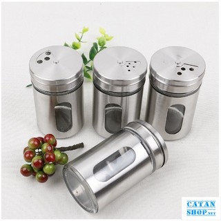 Lọ đựng tiêu bằng thủy tinh bọc inox, hũ gia vị, lọ đựng tăm nắp inox 100ml hàng dày dặn cao cấp GD756-LoTieu