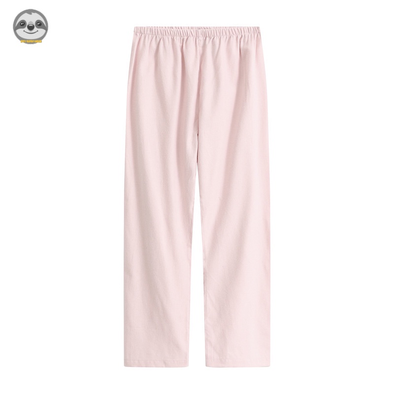 Quần Pijama Vải flannel Màu Trơn Phong Cách muji Nhật Bản Cho Nam Và Nữ