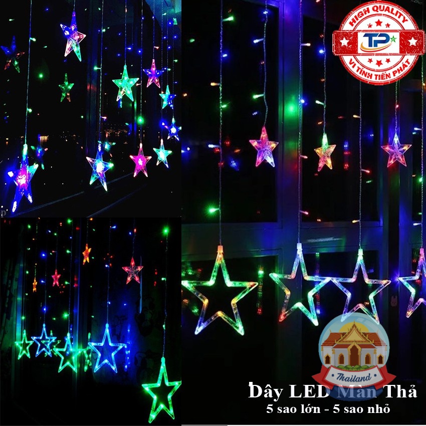 Dây đèn Led thả Màn thả Mành hình 10 Ngôi Sao nháy nhiều màu trang trí ...