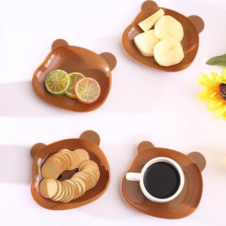 Giá sỉ - Đĩa Nhựa, Khay Đựng Đồ Ăn Vặt, Đĩa Decor Hình Gấu Hoạt Hình Để Bàn - FETA