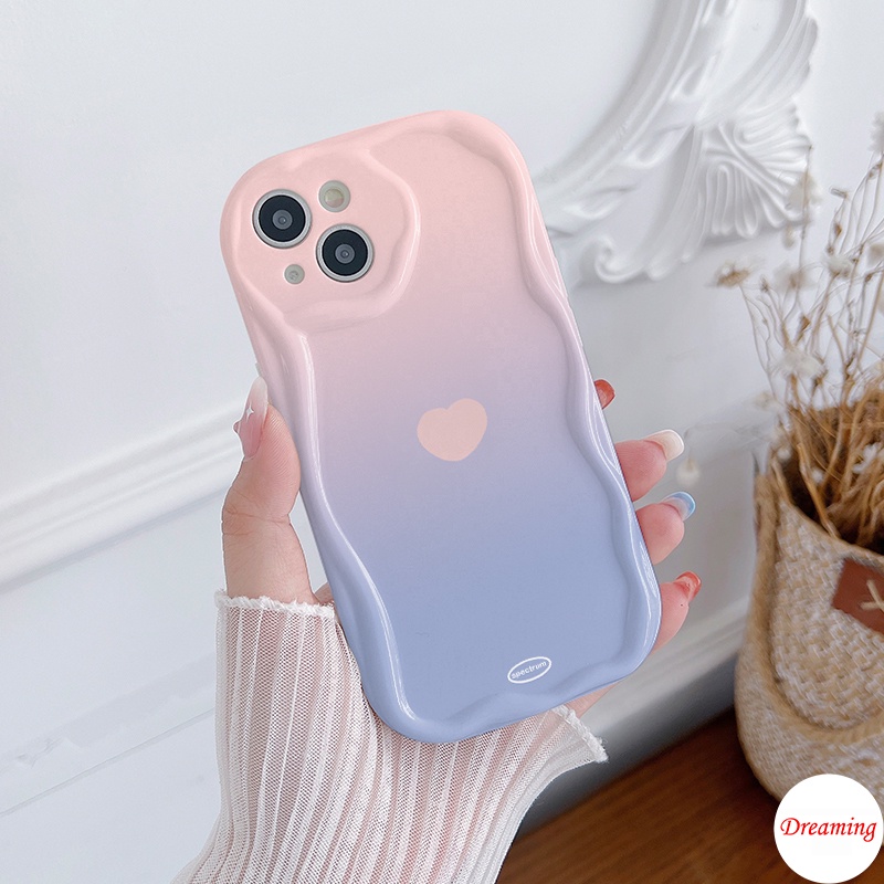 Ốp Lưng Cho Redmi Note 13 12S 11S 10S 9S 8 7 M6 Pro A3 A1 A2 Plus 13C 12C 11A 10C 9A 9C 9T C65 C50 C55 C31 X5 Kem Vồng Cong Edge Motif Dần Dần Màu Hồng Trái Tim Xanh