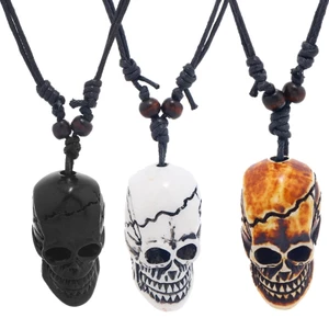 GODD Gothic Skull Mặt dây chuyền Vòng cổ Dây sáp có thể điều chỉnh Đầu xương Nedcklaces