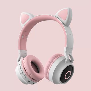 Tai Nghe bluetooth Không Dây Dạ Quang Hình Tai Mèo Có Thể Gập Lại Được Dành Cho Điện Thoại Di Động [Lff1103]