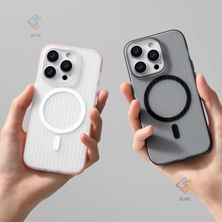 Ốp cứng siêu mỏng chống sốc sọc từ tính có dải chống trượt acrylic tương thích cho iPhone 13 14 15 pro max 15plus ip14promax Ốp cứng siêu mỏng chống sốc