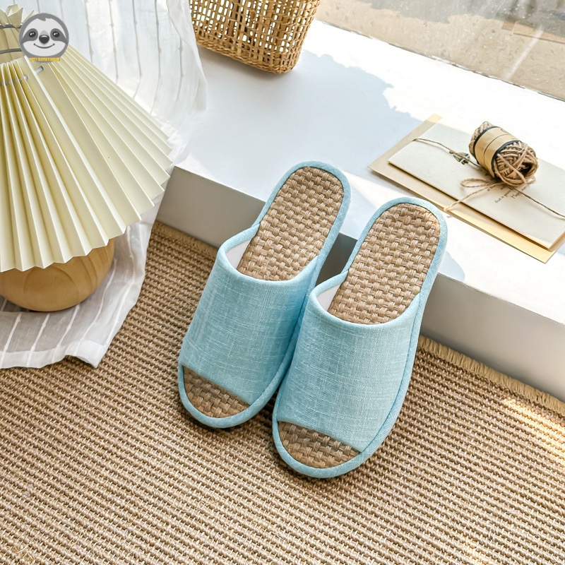 Dép Đi Trong Nhà / Đi Trong Nhà / Đi Biển Bằng Vải Lanh Phong Cách muji Nhật Bản Chống Nước Im Lặng Cho Cặp Đôi