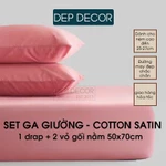 Set Ga giường + 2 vỏ gối nằm Satin Đẹp Decor bo thun nhiều màu 1m6x2m 1m8x2m mềm mịn thoáng khí không xù độ bền cao — ảnh 1