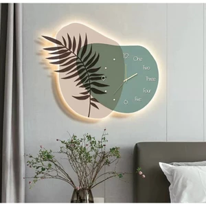 Tranh Đồng Hồ 3D Led Chiếc Lá Thưa Tráng Gương Cao Cấp Trang Trí Nhà Cửa - OHA Decor
