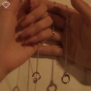 [pcwfkef] Vòng cổ Cặp Đôi Bằng Đá Zircon Hình Tròn Phong Cách punk Ngọt Ngào Mới