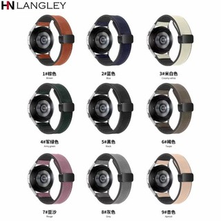 Dây đeo khóa gấp từ tính 18mm 20mm 22mm Crazy Horse Dây đeo đồng hồ da thật có đáy silicon cho Samsung Galaxy Watch 6 5 4 cho đồng hồ thông minh Huawei