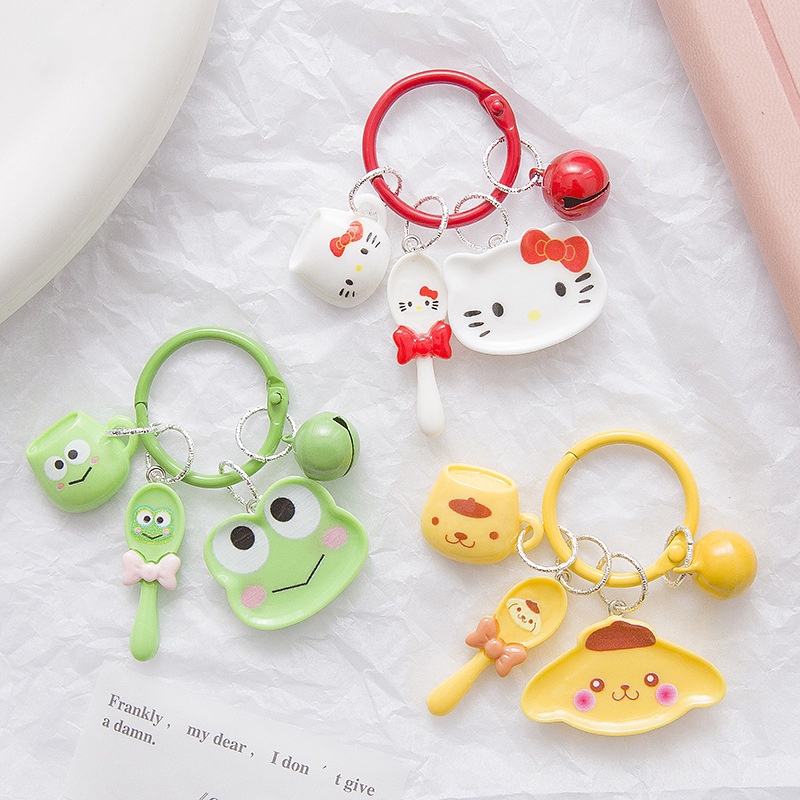 Mới - móc khóa bộ đồ ăn, mặt dây chuyền móc khóa hoạt hình dễ thương HelloKitty / Kuromi / My Melody / Cinnamoroll / Ếch mắt to / Purin