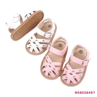 Mgg-baby Bé Gái Xăng đan Mùa Hè Đóng Mũi Thêu Hoa Căn Hộ Sơ Sinh Đầu Tiên Tập Đi Cũi Giày