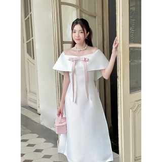 [Somee studio] Áo dài Nhi - Áo dài tafta trễ vai phối nơ