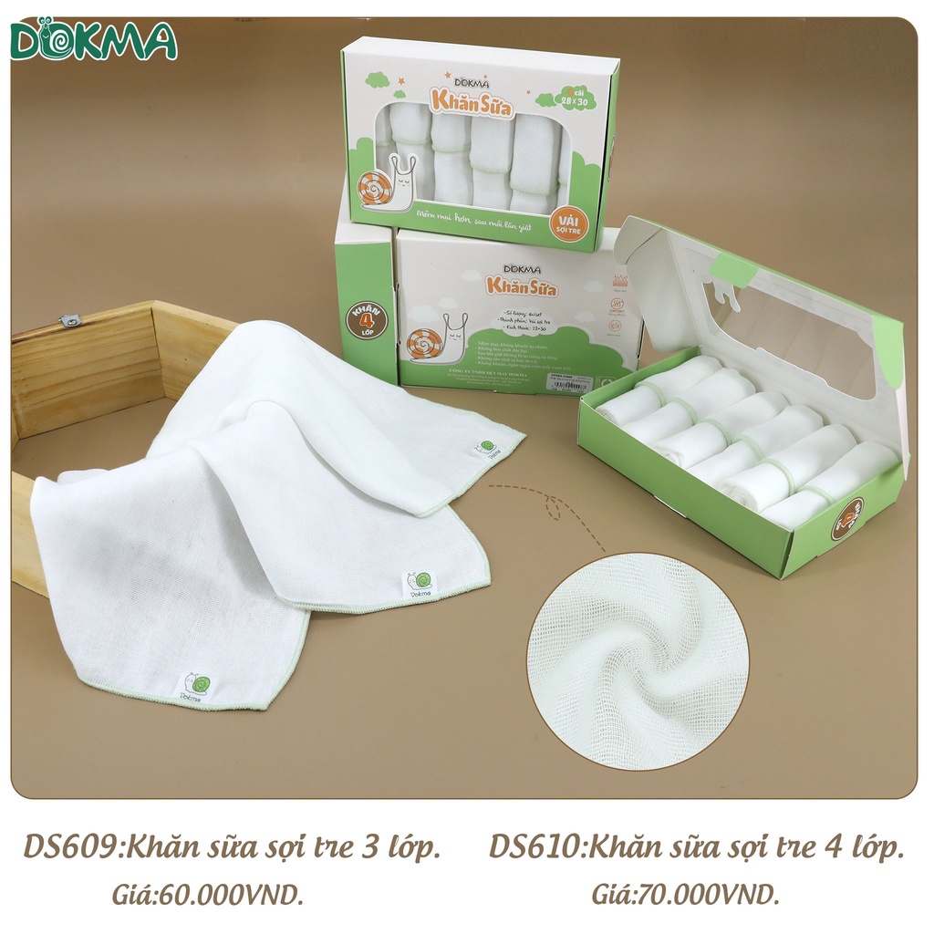 Khăn Sữa DOKMA Sợi Tre, Kháng Khuẩn 3 Lớp, 4 Lớp, Khăn Muslin 2 lớp