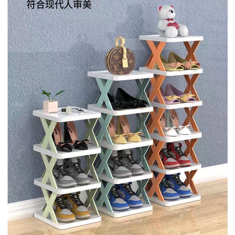 Kệ Để Giày Dép Đa Năng Dễ Tháo Lắp 5,6 Tầng , Kệ Trang Trí Decor Chữ X Hiện Đại Chất Liệu Nhựa PVC Cao Cấp [SHOP.MH]