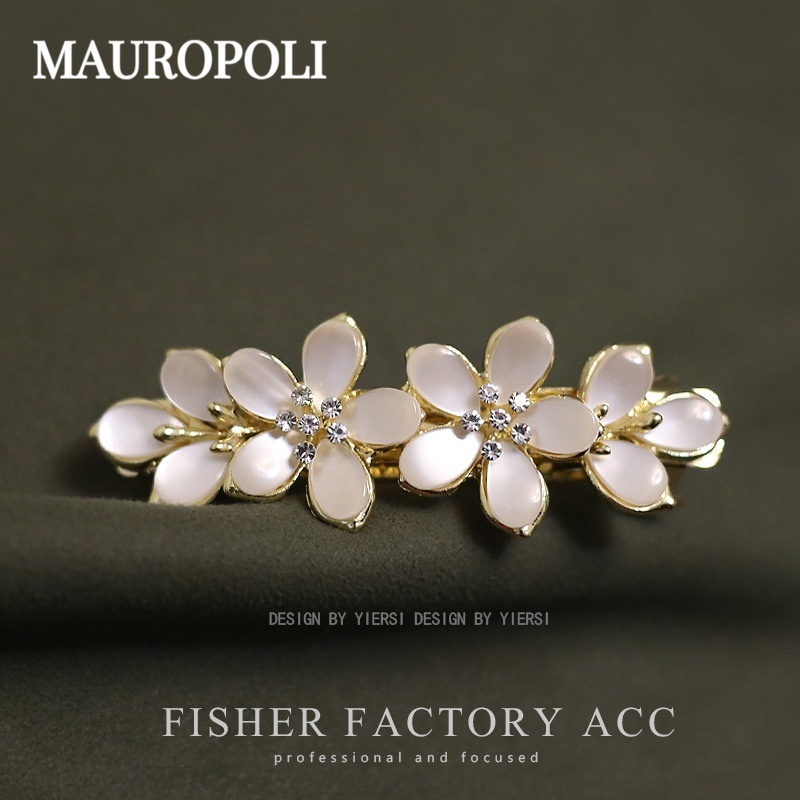 Mauropoli [Hàng Có Sẵn] Kẹp Tóc Hình Hoa Mắt Mèo Phẳng Sang Trọng Phong Cách Hàn Quốc