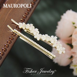 Mauropoli Bộ kẹp tóc hoa đường cong ngọc trai cổ tích, tinh tế, kẹp phẳng giữ tóc gãy, phụ kiện tóc
