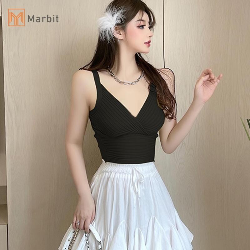 Marbit Thời Trang Mùa Hè Gợi Cảm Thường Ngày Co Giãn Chặt Cổ Chữ V Áo Vest Không Lưng Cho Nữ Mới