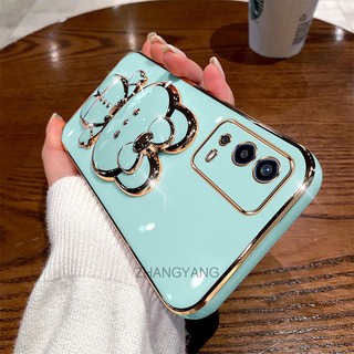 ốp lưng oppo a55 4g Ốp Điện Thoại TPU Silicon Mềm Mạ Điện Gắn Gương Trang Điểm Hình Thỏ 3D Cho oppo a55 4g