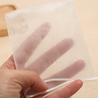 Túi Lưới Xốp Hai Lớp Màu Trắng Đựng Xà Phòng Rửa Mặt Tạo Bọt Tiện Dụng