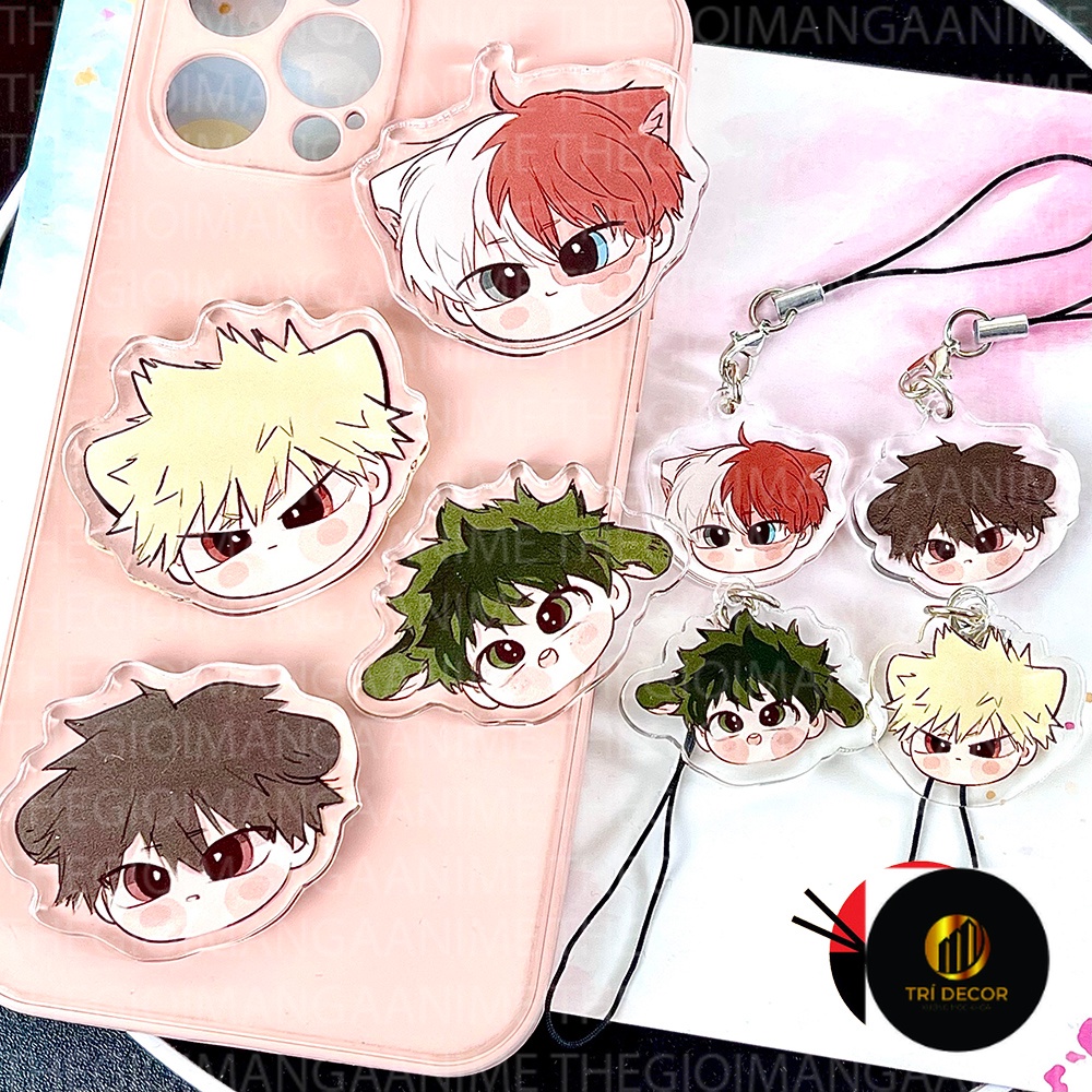 Dây treo Giá đỡ điện thoại BOKU NO HERO ACADEMIA THÚ MINI Học Viện Anh Hùng anime chibi griptok mica acrylic