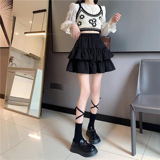Chân váy xòe Nhỏ Clothing bigsize hai tầng chất vải lụa chéo mềm min lót quần bảo hộ 58-95kg xinh xắn dễ phối   CV XOE