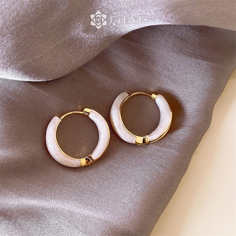 Khuyên tai QrhYK kim loại tròn phong cách vintage mới