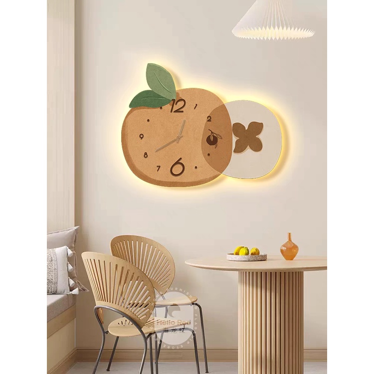 Tranh Đồng Hồ 3D LED Trái Cam Dễ Thương Trang Trí Nhà Cửa, Phòng Phủ, Cửa Hàng, Nhà Trẻ, Quà Tặng Người Thân