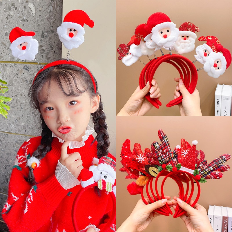 Bờm/Băng Đô Cài Tóc Giáng Sinh Hình Ông Già Noel Bằng Lông Nhung Dễ Thương Phụ Kiện Tóc Empoli