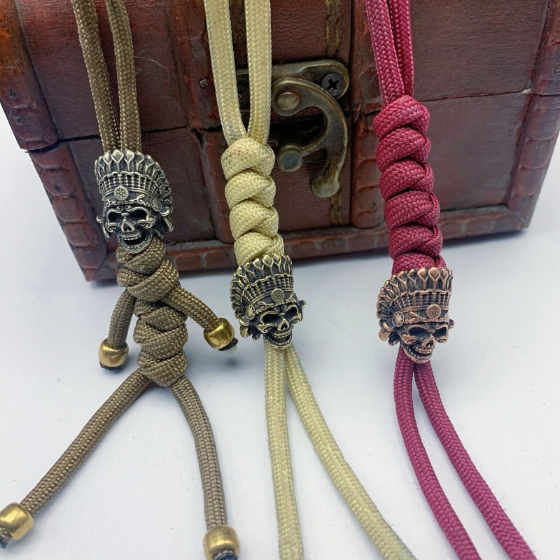 Mon Móc Khóa Dây Dù Xỏ Hạt Charm Hình Đầu Lâu Cổ Điển DIY
