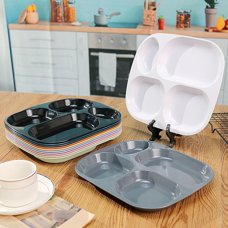 Đĩa chia bốn ngăn 211 cho bé, đĩa ăn giảm cân, bộ đồ ăn một người, lưới bốn ngăn