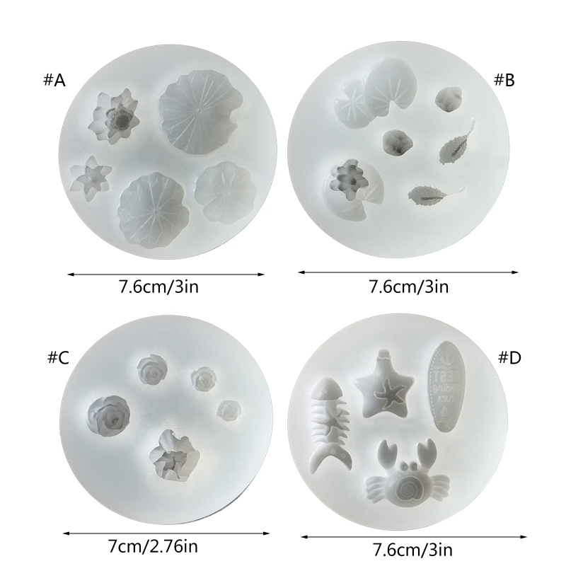 Un * Hoa Sen Lá Cánh Hoa Khuôn Silicon Chai Cá Epoxy Đúc Khuôn Pha Lê Epoxy