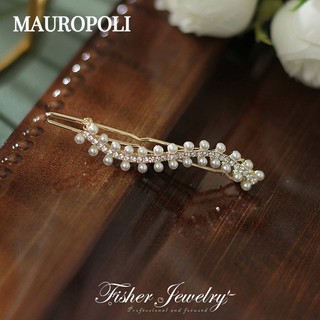 Mauropoli [Sẵn sàng] Kẹp tóc nửa mảnh Đầu sau đính đá Ngọc trai Kẹp tóc bên hông Kẹp tóc phong cách mới Mũ đội đầu khóa ếch
