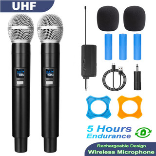 Micro động cầm tay kép không dây UHF Micro Karaoke có thể sạc lại cho bữa tiệc cưới Câu lạc bộ nhà thờ