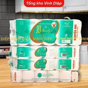 Bịch Giấy Vệ Sinh Hà Nội Xanh Hồng 4 Lớp Dây 10 Cuộn 1 Bịch Không Lõi