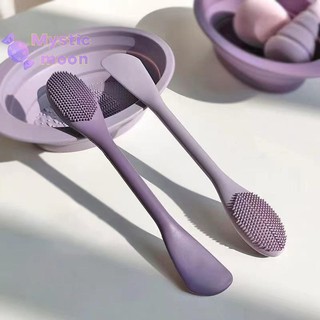 [Mystic] Bàn chải mặt nạ silicon đôi Bàn chải làm sạch Massage mặt DIY Mud Film Scraper Dụng cụ chăm sóc da mặt SPA Beauty Salon [Mới]