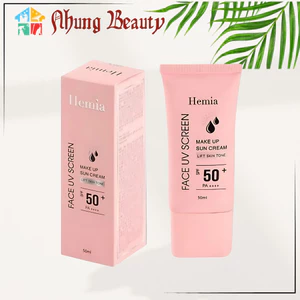 Kem chống nắng Hemia SPF50 nâng tone trắng da kiềm dầu cho da dầu mụn da khô da nhạy cảm chính hãng Hàn Quốc 50ml .!a.