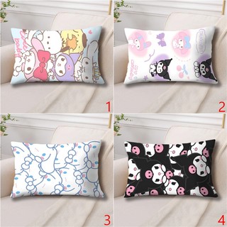 Hộp đựng gối hình chữ nhật nhân vật hoạt hình Sanrio Hello Kitty, Kuromi, Pompompurin, Melody Vỏ gối Polyester in một mặt Vỏ gối Sofa Trang trí nhà cửa (Không có lõi)