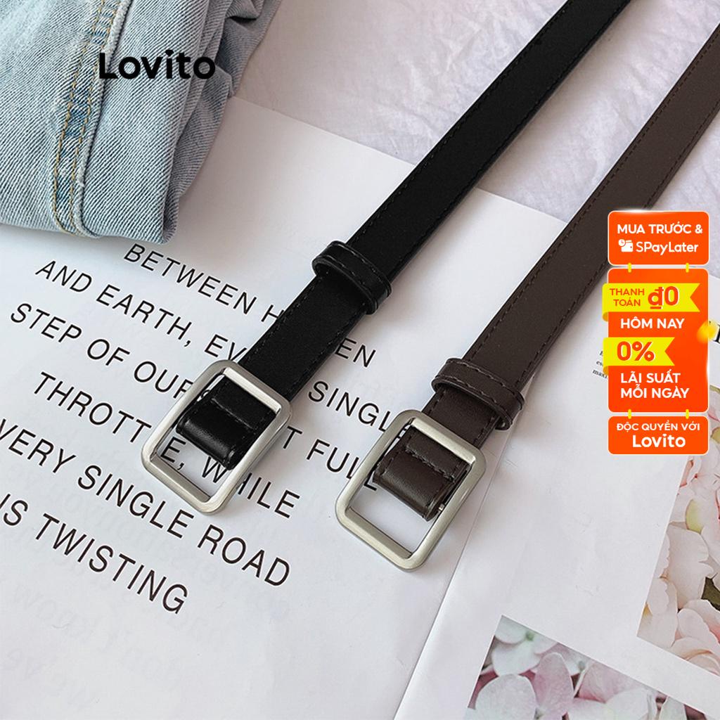 Thắt lưng da Lovito khóa vàng thời trang màu trơn thường ngày cho nữ L50AD152 Màu cà phê/ đen